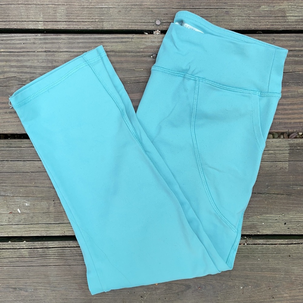 Teal Mid-Rise Cropped Active Leggings